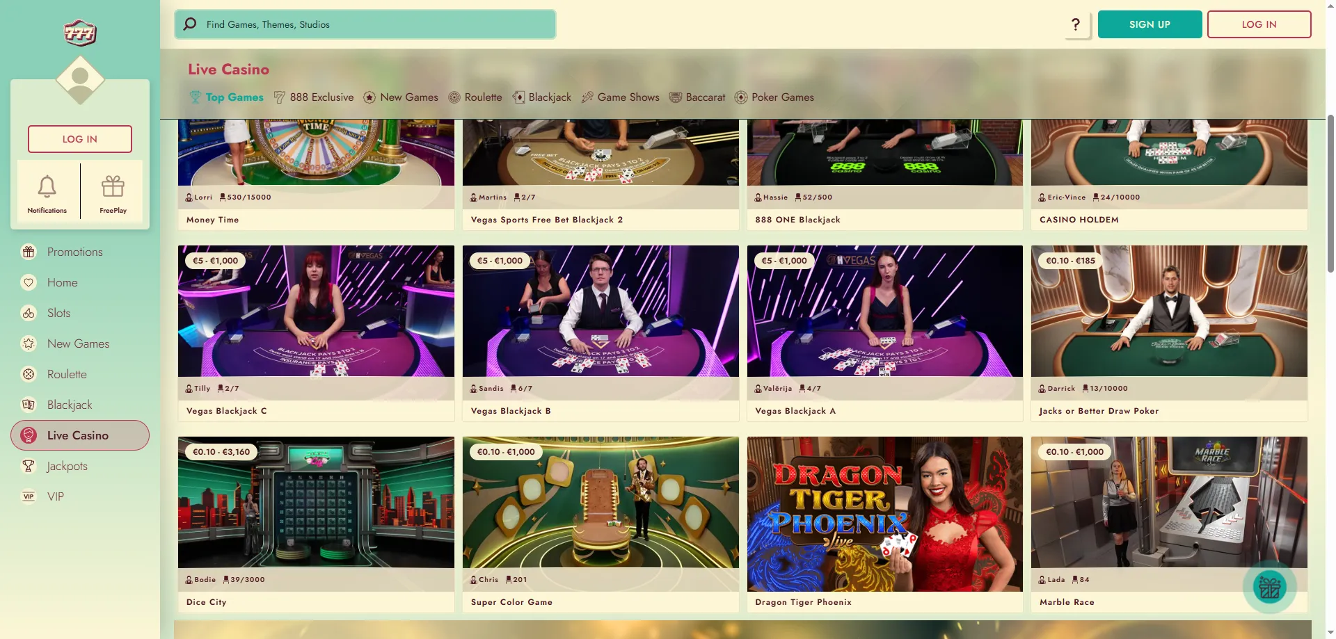 777 Casino live dealer tables &ndash; roulette, blackjack, baccarat and more